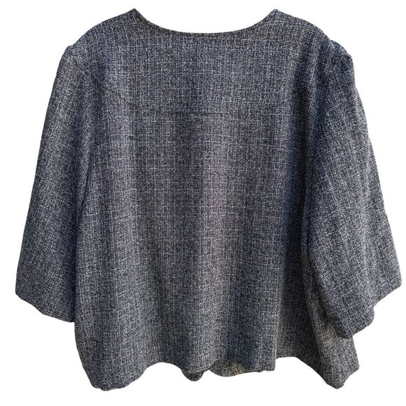 Studio 1940 Womens Plus Size Gray Scoop Neck Two Button Tweed Blazer Jacket 26W - Picture 4 of 10